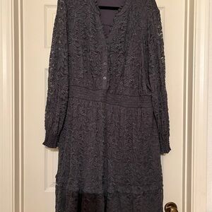 Torrid Grey Long Sleeve V-Neck Sweater Dress